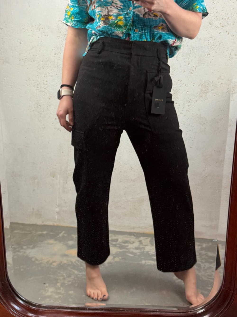 Pinko Perlita Pantalone Black Wide-Leg Cargo Pants New With Tags Size US 6 - Picture 14 of 15